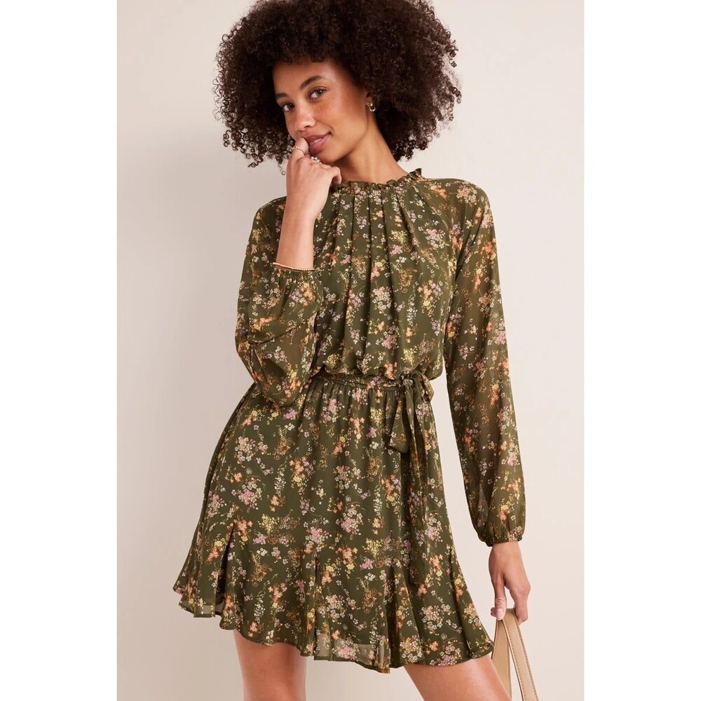 Francesca’s Tiffany Chiffon Floral Mini Dress, Sz XS